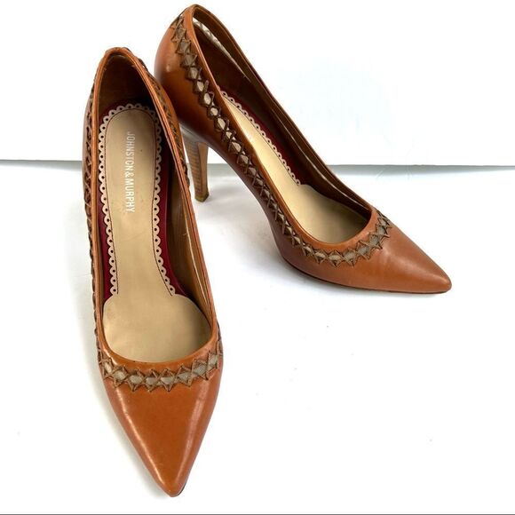 Johnston and Murphy leather lace up side heels. Sz 9 - Picture 1 of 9